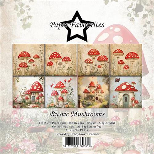 Paper Favourites Ructic mushrooms 24 ark 15x15cm 200g